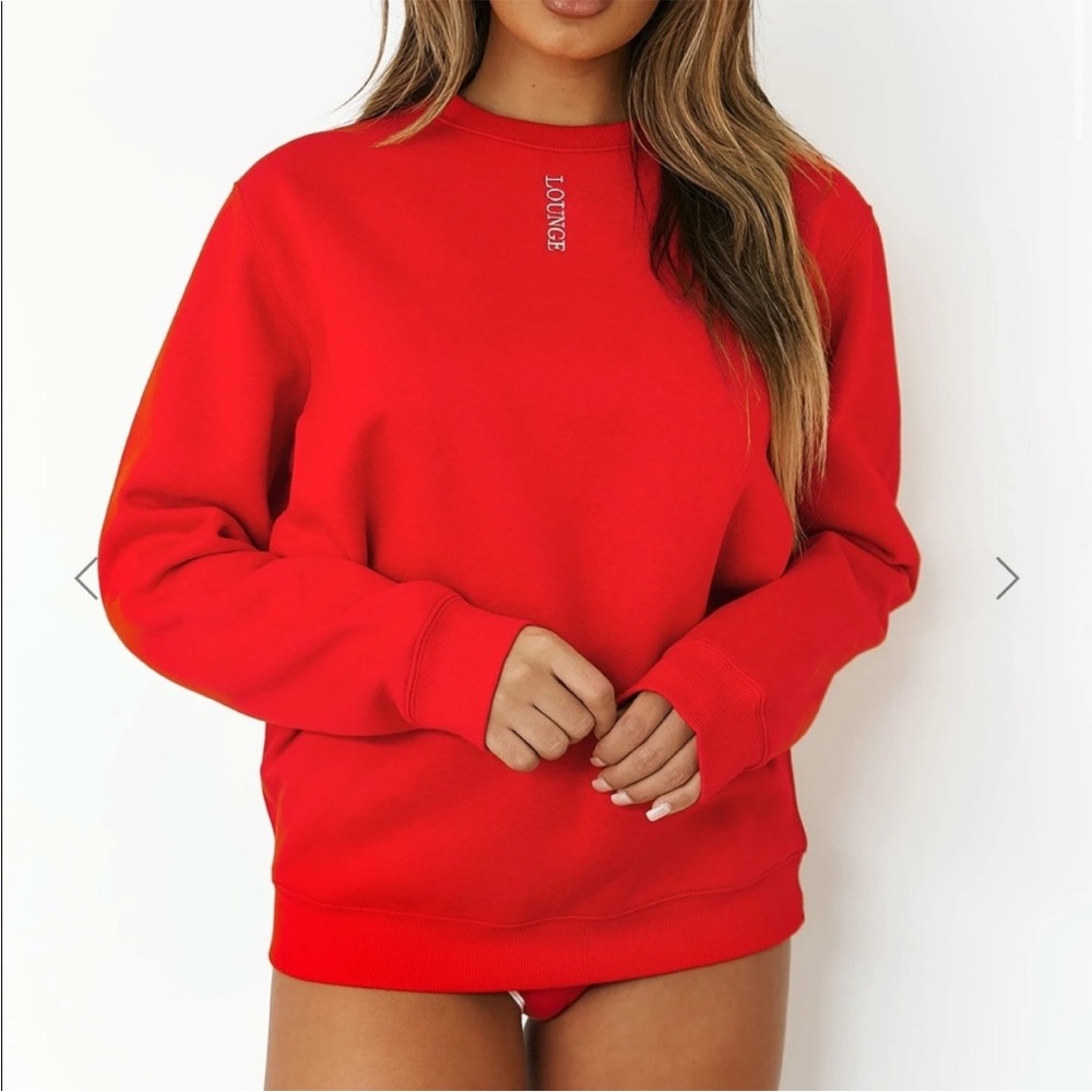 red lounge crew neck sweatshirt XS